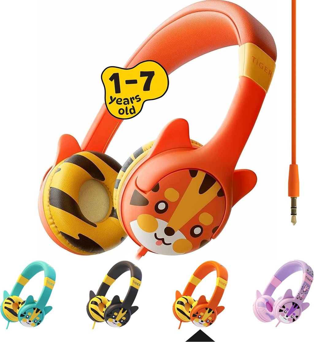 Wired Toddler Headphones for 1-7 Years Old — 85Db Volume Limited Baby Headphones for Plane and Car Travel — Children Headset for Airplane, Ipad and Tablet, Kids Headphone with Cord for Children
