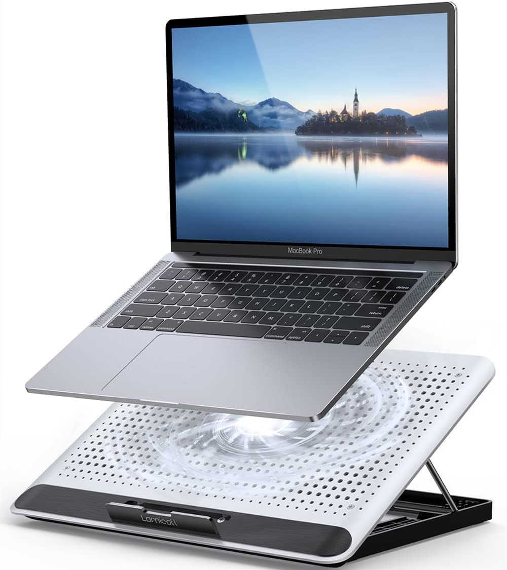 Laptop Cooler,  Laptop Cooling Pad : Portable Height Adjustable Laptop Cooling Fan Stand Holder Riser